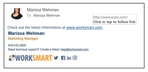 URL is written out but doesn't match the link.